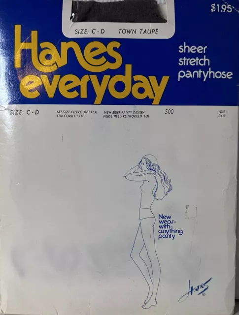 Hanes Everyday Vintage Sheer All Nylon Pantyhose Stretch Size C-D In Town Taupe