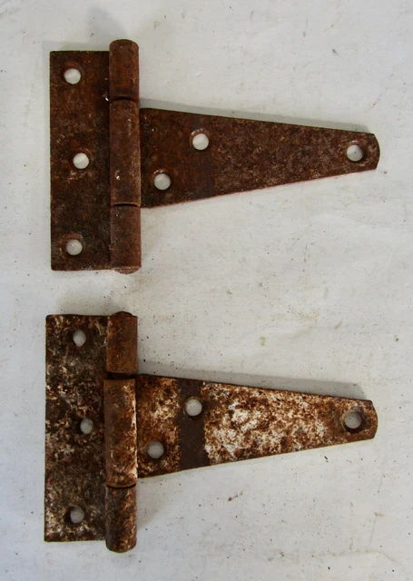 Lot of 2 Vintage Metal Barn Door T-Strap Hinges Rustic Primitive Barn Fresh