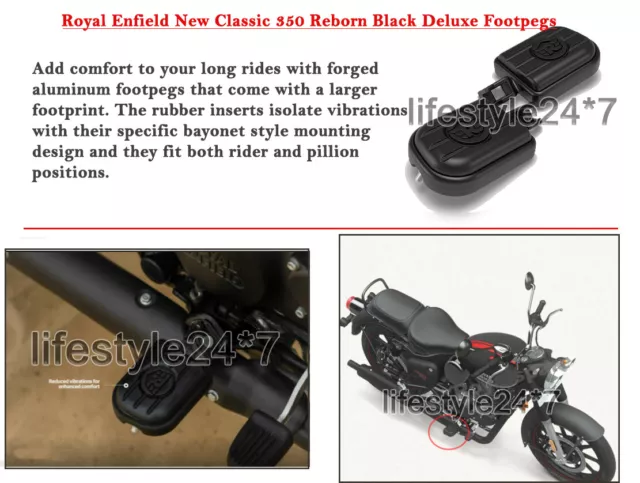 Royal Enfield "LH & RH DELUXE FOOTPEGS, BLACK" For New Classic 350 Reborn