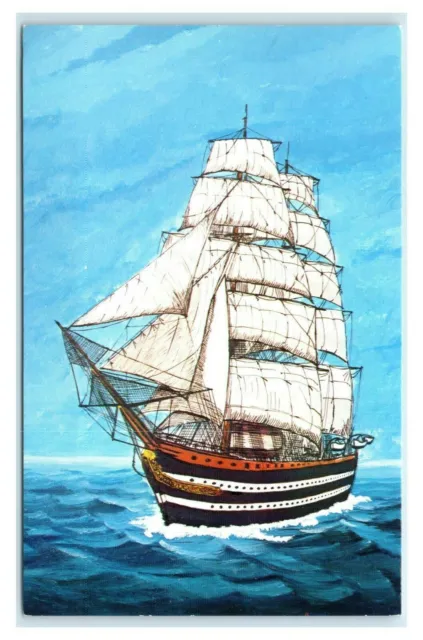 Postcard Amerigo Vespucci (Italy) 330' Training Ship repro of painting Zaso T19