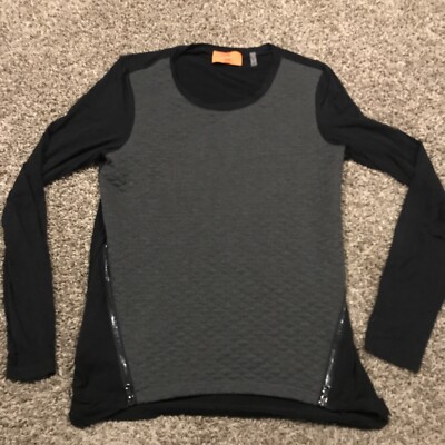 patrizia luca Milano Womens M Rayon Blend Long Sleeve Shirt Gray Black A35