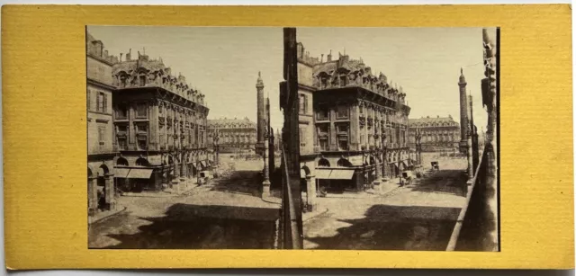 FRANCE Paris Place Vendôme c1865 Photo Stereo Albumine Vintage P78L1n