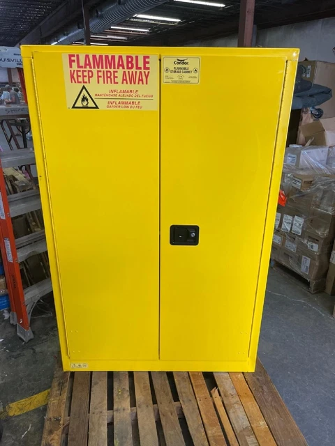 Flammables Safety Storage Cabinet 30 Gallon 43" X 65" Yellow #491M68 NEW