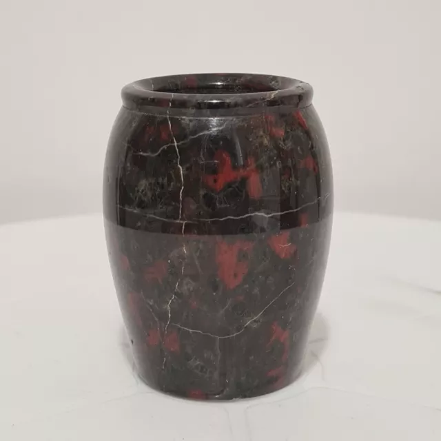 Small Cornish Red Serpentine Bud Vase Pot Vintage 6cm Tall Cornwall Stone 2