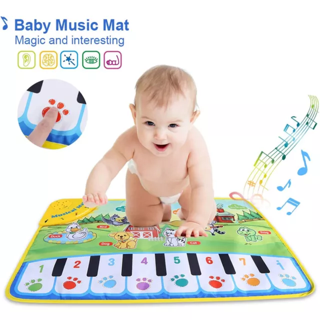 Baby Music Mat Toddler Floor Keyboard Play Piano Mat with Animal Music WaBlm