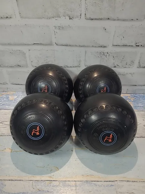 Thomas Taylor Lignoid Lawn Bowls Set Of 4 Size 5 A98 Black Made In Scotland