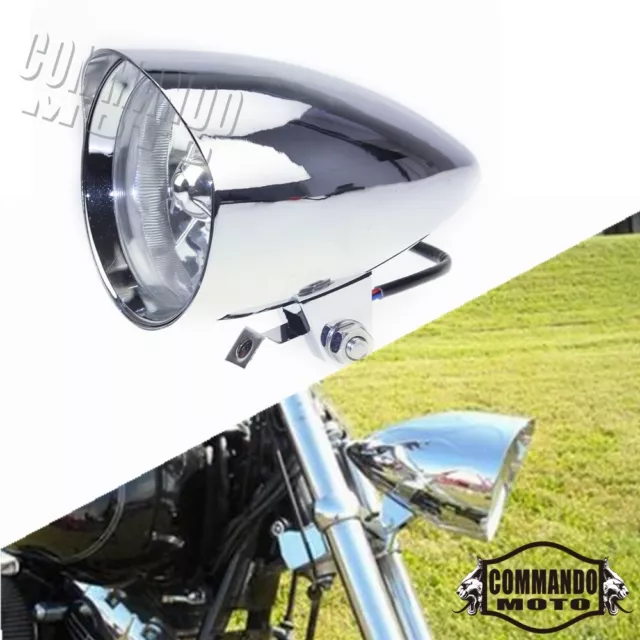 4.5" Chrome Bullet Headlight For Harley Dyna Sportster Cafe Racer Chopper Bobber