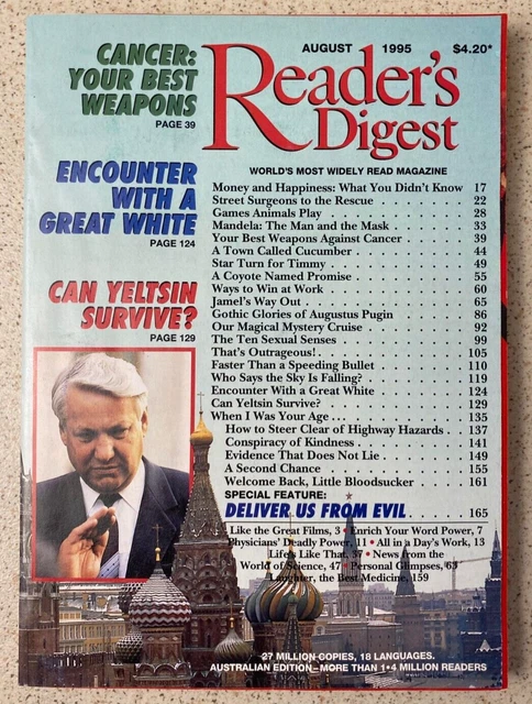 Reader's Digest Vintage Magazine August 1995 - Family History Food Health News