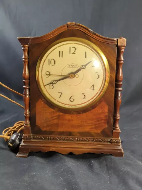 Vintage Ingraham clock self-starting Synchronous SC322 Early 1900's Needs Work