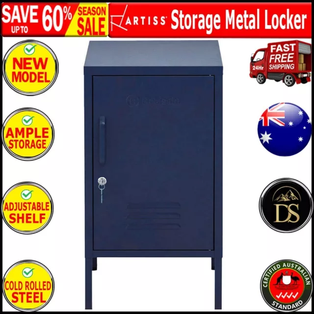 ArtissIn Metal Locker Storage Shelf Filing Cabinet Cupboard Bedside Table Blue