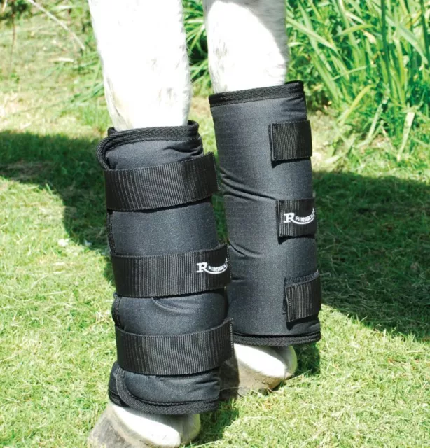 Rhinegold Half Length Horse Travel Boots | Set of 4 | Black,Turquoise | 3 Sizes