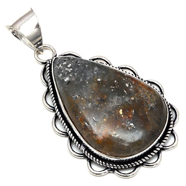 Pendant Rutile Quartz Gemstone Handmade Gift For Her 925 Silver Jewelry 2"