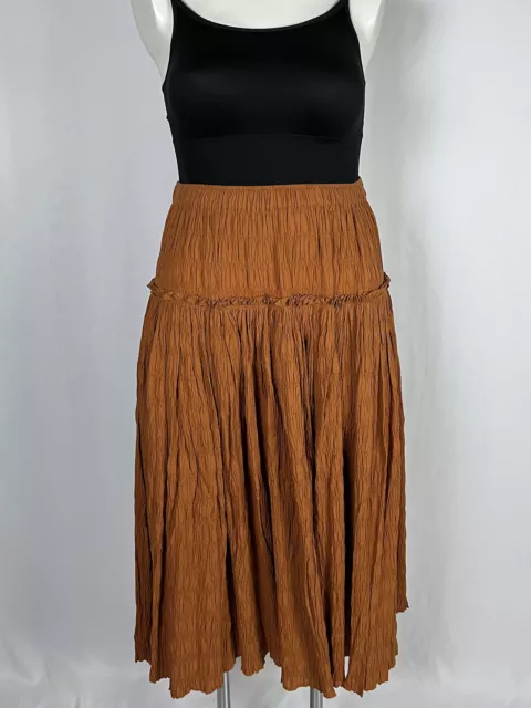 Mara Hoffman Size 2X (16/18) ALEJANDRA RUST Wrinkle Broomstick Skirt Boho NWT