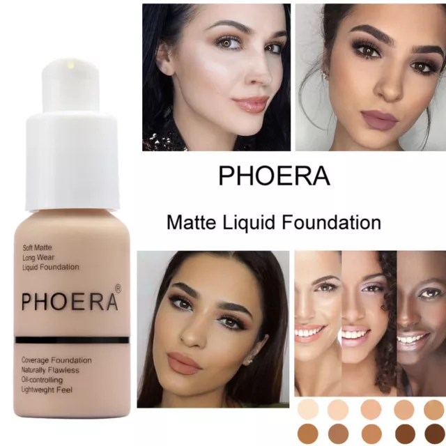 5PCS Phoera Foundation Makeup Full Coverage Liquid Long Lasting Shade Base Lots