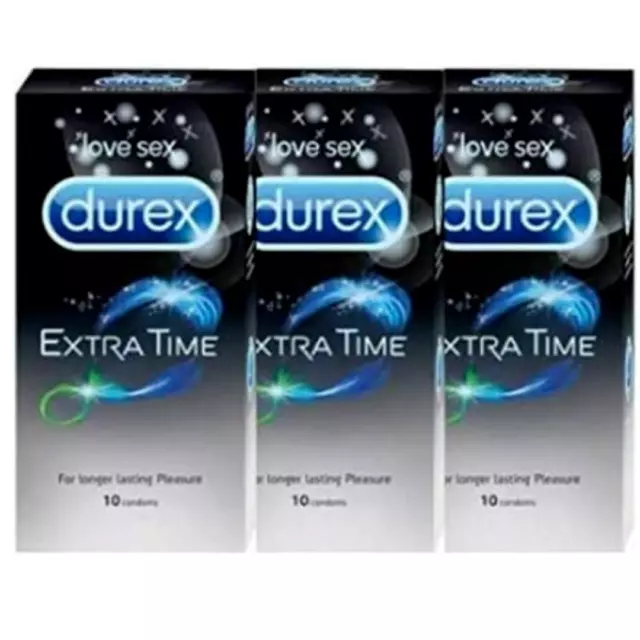 3 pack of 30Durex Extended Pleasure Extra Time Intense Sex Delay Condoms Longer