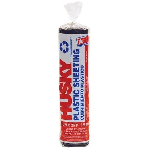 Husky 3.5 Mil 10' x 25' Black Plastic Sheeting