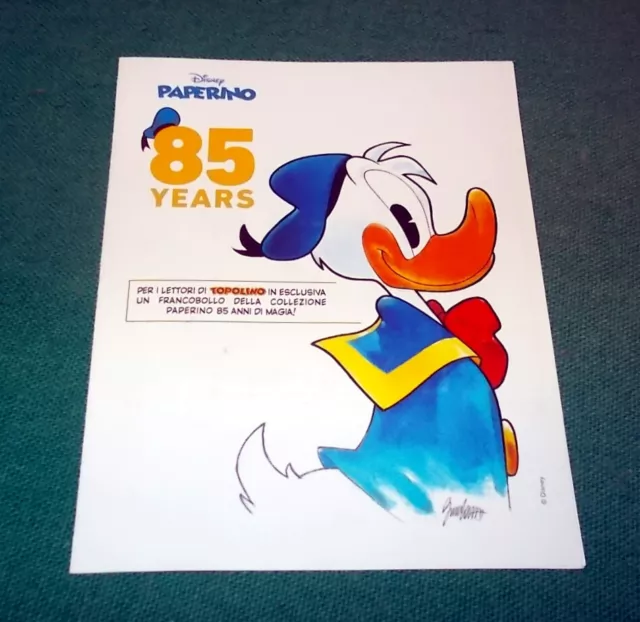 Mini Folder Disney "PAPERINO 85 YEARS" Francobollo annullato a Lucca Comics