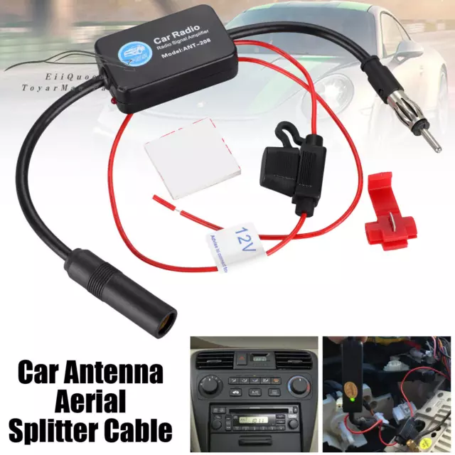 Car Stereo FM & AM Radio Signal Antenna Signal Amplifier Auto Aerial Amp Booster