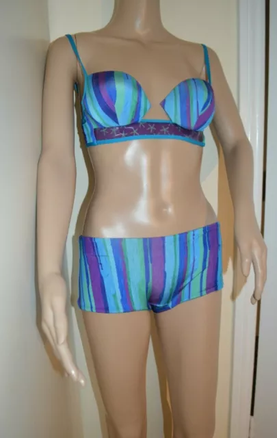 La Perla Azul Rayas Bikini Bañador Nuevo 32B Duro Taza 38 Eu Niño Braga De S