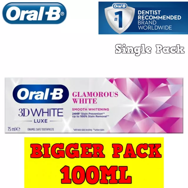 Oral-B 3D White Luxe Glamorous White Toothpaste **BIGGER PACK 100ML