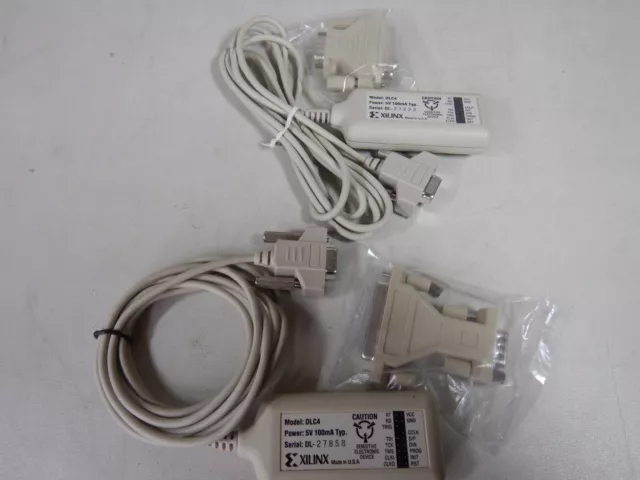 (2 USED) Xilinx DLC4 5V XChecker Serial Cable + ADAPTERS
