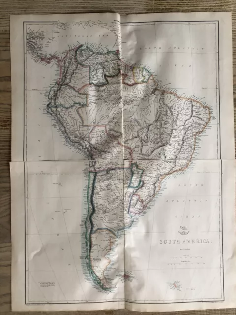 1861 South America Large Hand Coloured Map from Weekly Dispatch 63 cm x 49 cm