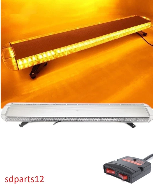Barre Lumineuse LED Stroboscopique 12V Orange - 90 Cm, 9 Modes - Pour Véhicule D'urgence, Balise D'avertissement