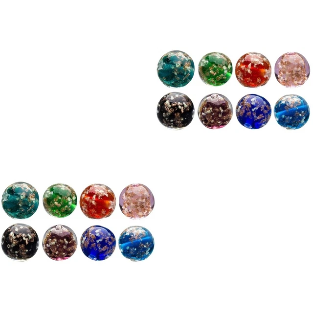 16 Pcs Crackle Lampwork Beads Round Bulk Ornaments Necklace Making Beads
