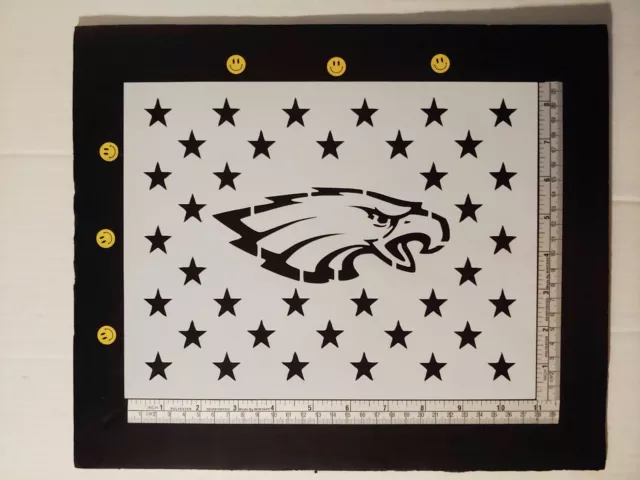 Philadelphia Eagles Flag Star Stars 11" x 8.5" Custom Stencil FAST FREE SHIPPING