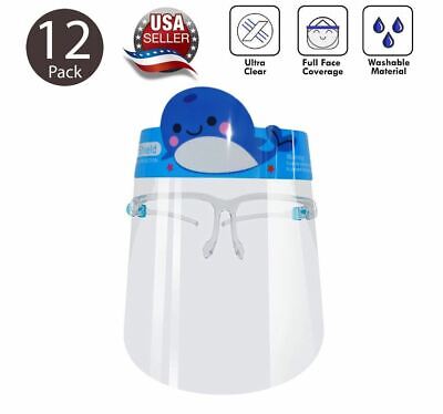 Kids Face Shield Visor Protection Glasses Anti Fog Safety Reusable Whale 12 Pack