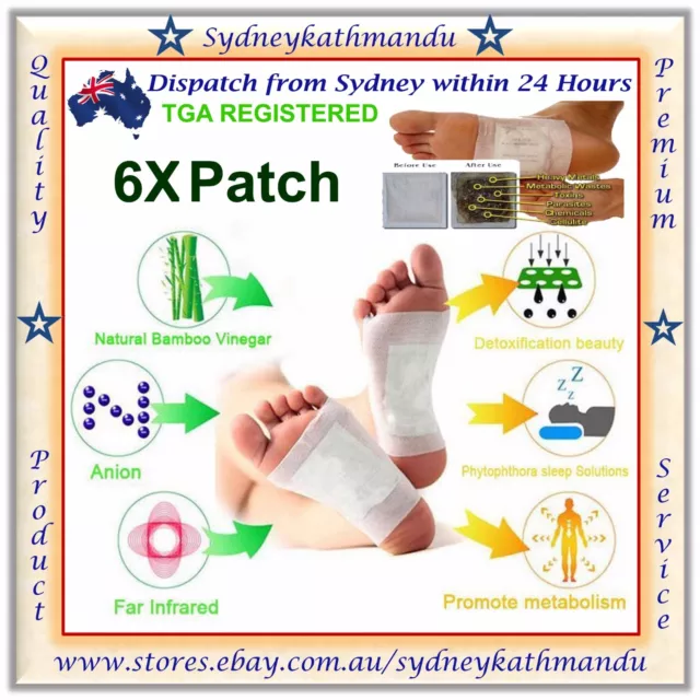 6 X Detox Foot Pads Patch Natural plant Toxin Removal Detoxify Fit Health Care +