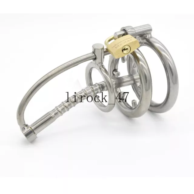 Male Chastity Cage Stainless Steel with Urethra Insert Plugs Horse Eye Sounds