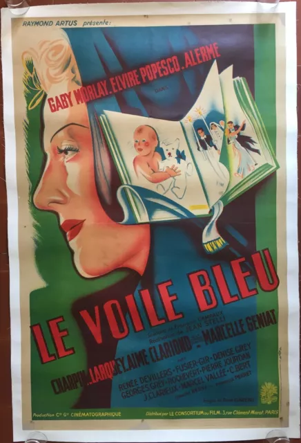 Affiche entoilée LE VOILE BLEU Jean Stelli GABY MORLAY Elvire Popesco 80x120cm