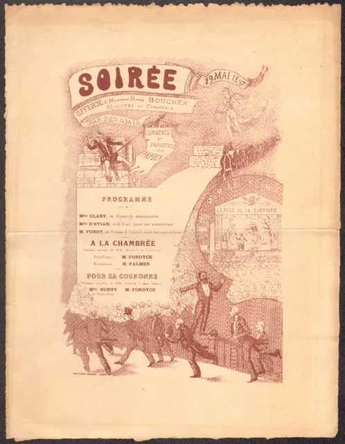 Programme Soirée offerte à Henry Boucher Ministre du Commerce. 19 mai 1897