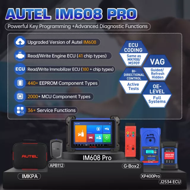 Autel IM608 PRO IMMO Key Herramienta Programación +APB112+G-BOX2+IMKPA+XP400PRO 2