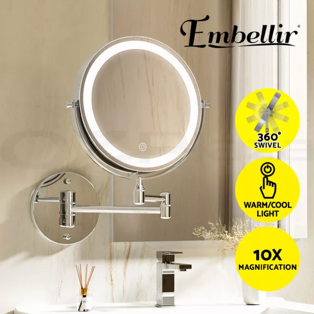 Embellir Extendable Makeup Mirror 10X Magnifying Double-Sided Bathroom Mirror