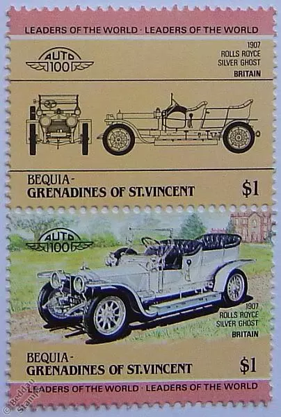 1907 ROLLS ROYCE SILVER GHOST Car Stamps (Leaders of the World / Auto 100)