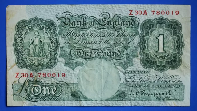 1948 Bank of England One pound £1, Peppiatt Prefix "Z30A" banknote [24574]