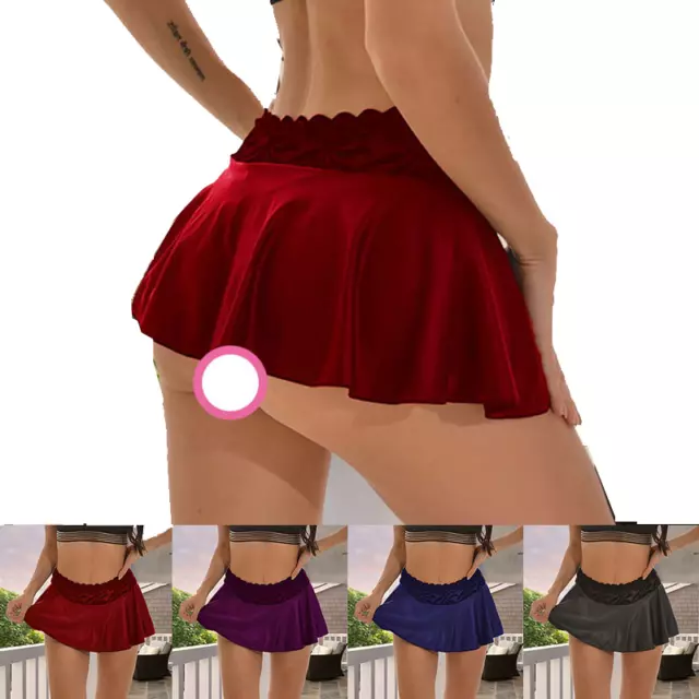 Mujer Sexy Mini Faldas Pantalones Ropa de Fiesta Vestido Encaje Corto Plisado US