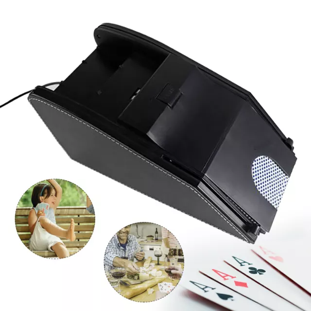 2 Decks Automatic Card Shuffler Casino Playing Shuffling Dealing Machine Black