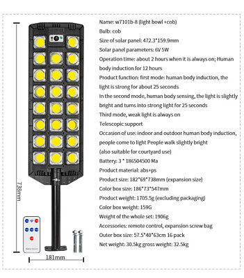 Outdoor Commercial Solar Street Light Motion Sensor Light Dusk To Dawn Road Lamp