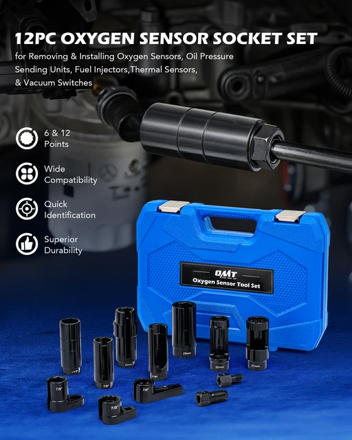 O2 Sensor Rethreader Kit 12PC O2 SENSOR Removal Kit Oil Pressure Sensor Socket Set w Thread ...