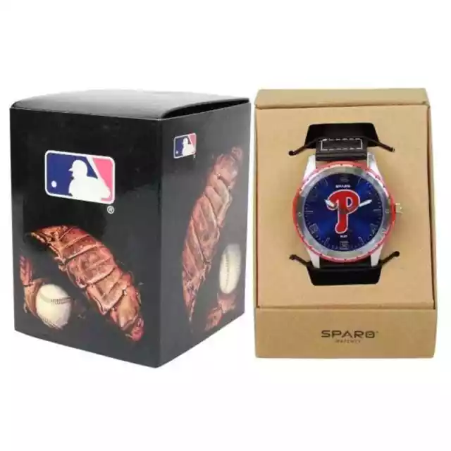 MLB Phillies Watch Men's Gambit Style Jewelry Wrist Band Philadelphia Black New