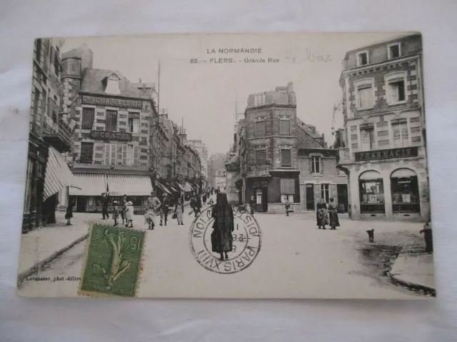 Cpa Green Back Ornament 61 Flers Large Street