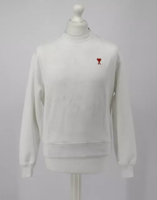 Ami Alexandre Mattiussi Logo-Embroidered Mens Sweatshirt Uk Xs White Rrp £115 Hh