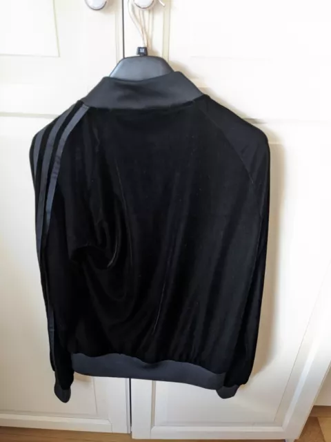 ADIDAS ORIGINALS VELVET Vibes Bomber Jacket Velour Black Zip Up uk