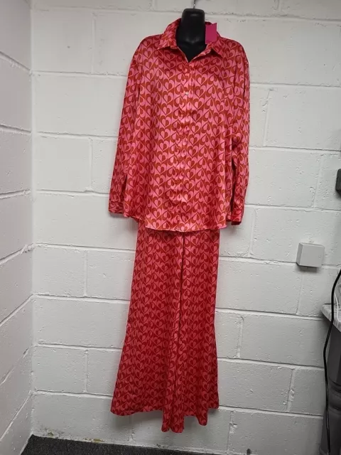 Matalan Pink&Red Heart Print Silky Pyjama Set. Size 14. BNWT rrp £40. PW2003193