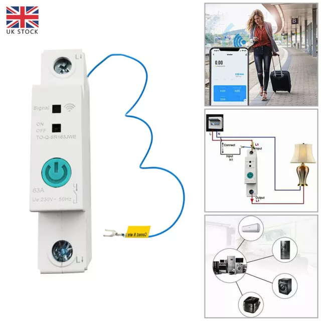 63A Din Rail WIFI Smart Energy Meter Timer Power Consumption Monitor kWh Meters