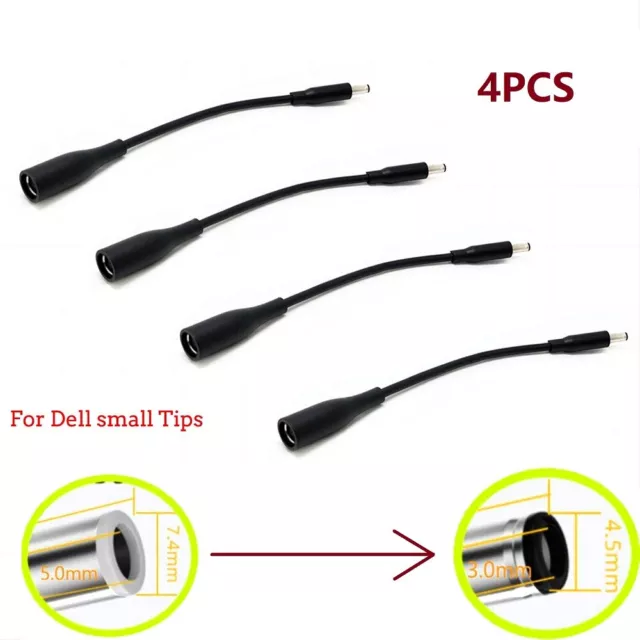 4Pcs DC Power Charger Adapter Converter Cable For Dell Small Tips 7.4mm to 4.5mm