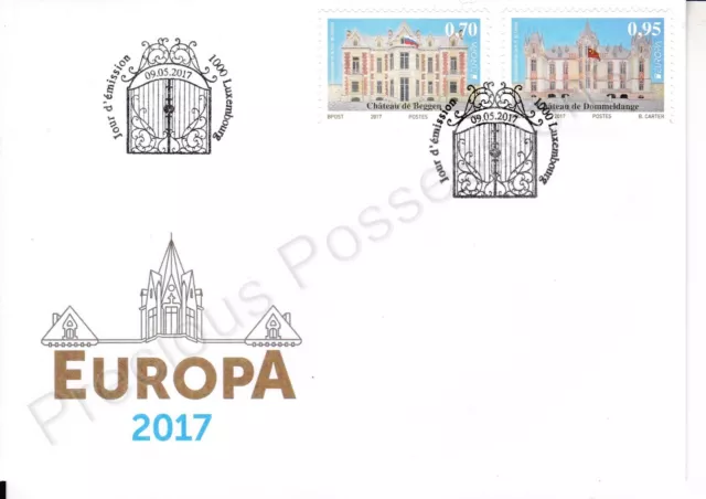 Luxembourg Fdc First Day Cover 2017 Europa Castles No Name Error